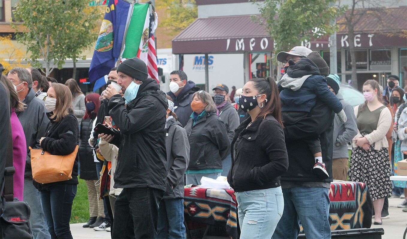 Over 100 people gather Monday morning to support